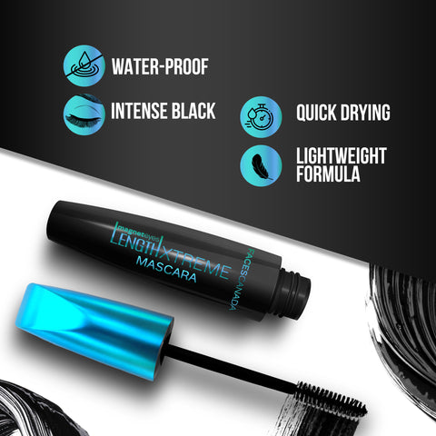 FACES CANADA Magneteyes Length Xtreme Mascara - Black, 8 gm | Volumizes Lashes | Waterproof | Quick Drying | Long Wear | Intense Black Finish | Lightweight | Enriched With Jojoba Oil & Vitamin B