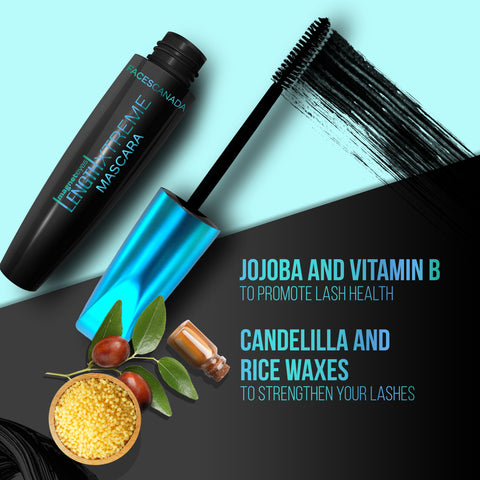 FACES CANADA Magneteyes Length Xtreme Mascara - Black, 8 gm | Volumizes Lashes | Waterproof | Quick Drying | Long Wear | Intense Black Finish | Lightweight | Enriched With Jojoba Oil & Vitamin B