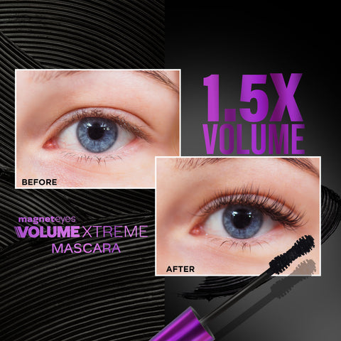 FACES CANADA Magneteyes Volume Xtreme Mascara - Black, 8 gm | Lengthens Lashes | Waterproof | Quick Drying | Long Wear | Intense Black Finish | Lightweight | Enriched With Jojoba Oil & Vitamin B
