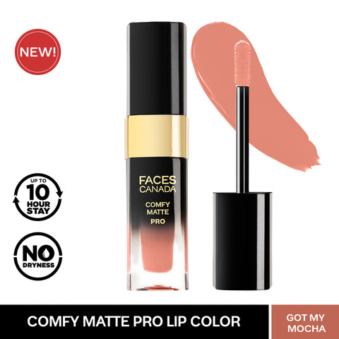 FACES CANADA Comfy Matte Pro Liquid Lipstick - Got My Mocha 17, 5.5 ml | 10HR Longstay | Intense Color | Macadamia Oil & Olive Butter Infused | Lightweight Super Smooth | No Dryness | No Alcohol