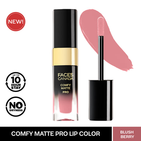 FACES CANADA Comfy Matte Pro Liquid Lipstick - Blush Berry 18, 5.5 ml | 10HR Longstay | Intense Color | Macadamia Oil & Olive Butter Infused | Lightweight Super Smooth | No Dryness | No Alcohol