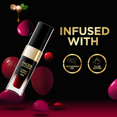 FACES CANADA Comfy Matte Pro Liquid Lipstick - Blush Berry 18, 5.5 ml | 10HR Longstay | Intense Color | Macadamia Oil & Olive Butter Infused | Lightweight Super Smooth | No Dryness | No Alcohol