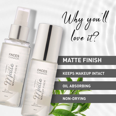 FACES CANADA Ultime Pro Matte Makeup Fixer, 100ml | Long Lasting Makeup Setting Spray | Keeps Makeup Intact | Flawless Matte Finish | Hydrates, Soothes & Refreshes Skin | Non Drying & Controls Oil