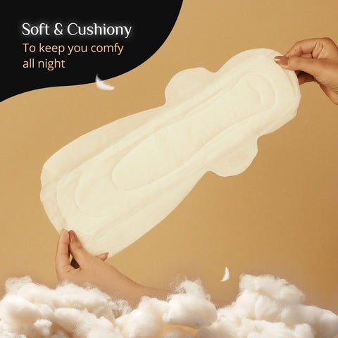 Carmesi Air Feel Thick Night Sanitary Pads | 8 XXXL+ Extra-Long Pads With Wide Back | Super-Soft & Cushiony | All-Night Stain Protection | No Leaks | Airy & Sweat-Free | Non-Toxic (8 Pads)