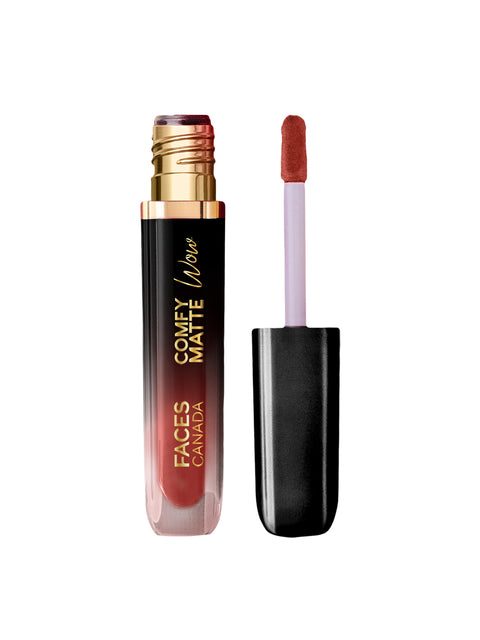 FACES CANADA Comfy Matte Wow Liquid Lipstick Nude Nectar 08, (3.8 ml)| One Swipe Application | Highly Pigmented | Comfortable Wear | Glides Smoothly | Long Lasting | Transferproof