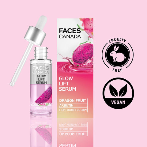 FACES CANADA Glow Lift Serum, 27 ml | Dragon Fruit & Arbutin | Biphasic Face Serum | Restores Glow & Hydrates For Spotless, Radiant & Plump Skin | Helps Reduce Dark Spots & Pigmentation
