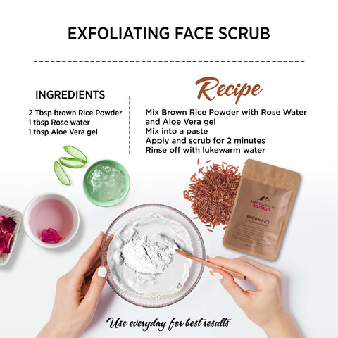 Alps Goodness Brown Rice Exfoliating Powder (50 gm) | 100% Natural Powder Gentle Exfoliation | Scrub for sensitive skin