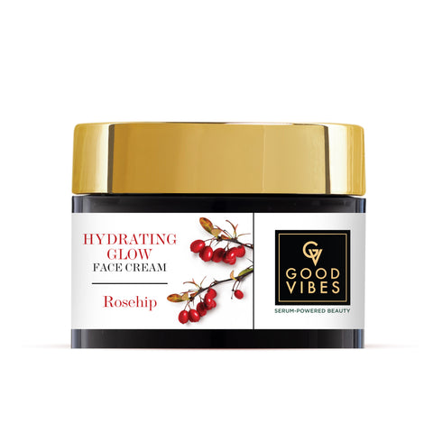 Good Vibes Rosehip Hydrating Glow Face Cream with Power of Serum | Deep Nourishing & Brightening (50 gm)