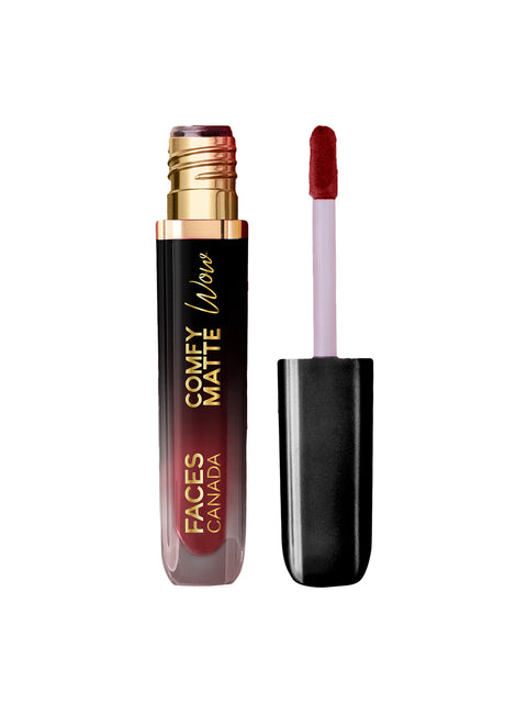 FACES CANADA Comfy Matte Wow Liquid Lipstick Maroon Maven 05, (3.8 ml) | One Swipe Application | Highly Pigmented | Comfortable Wear | Glides Smoothly | Long Lasting | Transferproof