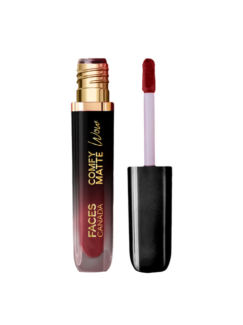 Faces Canada Comfy Matte Wow Liquid Lipstick Ruby Rouge 03, (3.8 ml) | One Swipe Application | Highly Pigmented | Comfortable Wear | Glides Smoothly | Long Lasting | Transferproof