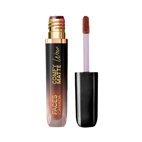 FACES CANADA Comfy Matte Wow Liquid Lipstick - Choco Couture 01, 3.8 ml | One Swipe Application | Highly Pigmented | Comfortable Wear | Glides Smoothly | Long Lasting | Transferproof