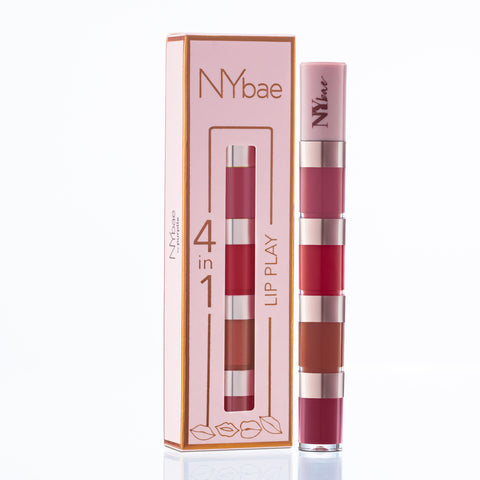 NY Bae 4 IN 1 Lip Play Liquid Lipstick - Pretty Pleasure (4 ml) | Matte Lips | Super Pigmented | Multi-Use | Pink & Brown Shades | Travel Kit