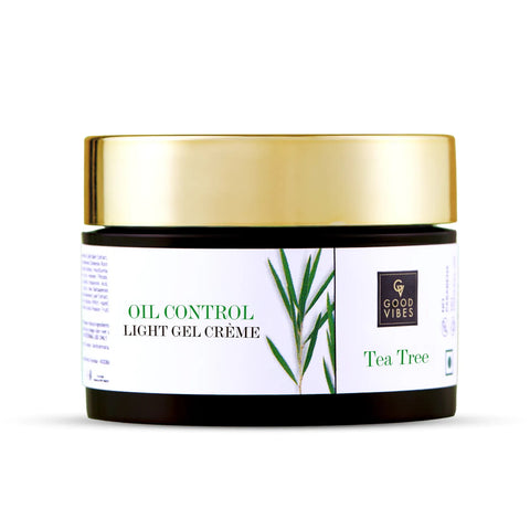 Good Vibes Tea Tree Oil Control Light Gel Creme | Anti-Acne, Hydrating, Moisturizing | No Parabens, No Sulphates, No Mineral Oil (50 gm)