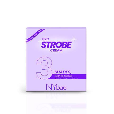 NY Bae Pro Strobe Cream Trial Pack of 3: Pink Topaz, Rose Diamond & Gold Sapphire (10 gm x 3) | Primer + Moisturizer + Highlighter | Dewy Glowing Skin | Instant Glow | Korean Glow, Sun-kissed Glow & Golden Hour Glow | Suited for all Skin Tones