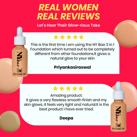 NY Bae 3 IN 1 Serum Foundation - Warm Cashew 03 (30 ml) | Infused with Primer | Moisturising I Glowing Korean Skin I Celeb Glow | Dewy Makeup | Evens Skin Tone | Ultra Glow