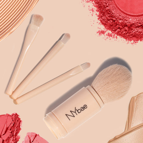 NY Bae On The Move Brush Kit | Foundation Brush | Highlighter Brush | Eyeshadow Brush| Lipstick Brush | Makeup Brush Set | Blush Brush | Powder Brush | Eye Makeup Brush | Set of 4