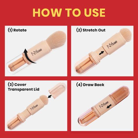 NY Bae On The Move Brush Kit | Foundation Brush | Highlighter Brush | Eyeshadow Brush| Lipstick Brush | Makeup Brush Set | Blush Brush | Powder Brush | Eye Makeup Brush | Set of 4