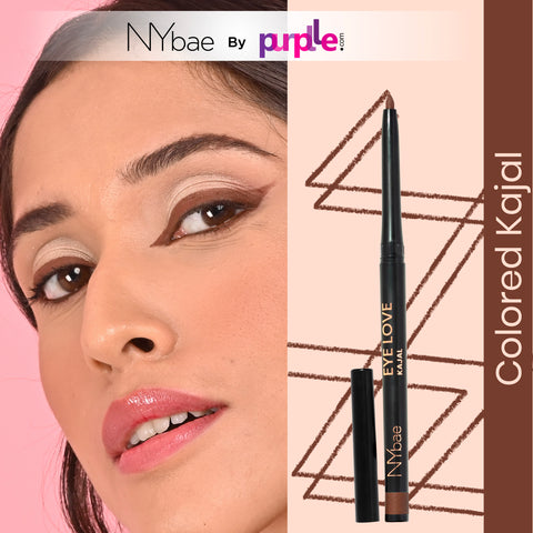 NY Bae Colored Kajal - Brown Babe (0.30 gm) | Brown Kajal | Eyeliner | Waterproof | Smudgeproof | Kajal Pencil | Eye Makeup | Eyeshadow