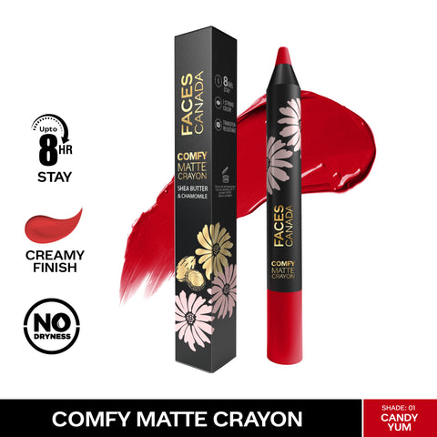 FACES CANADA Comfy Matte Crayon I Creamy Matte I Chamomile & Shea Butter I Alcohol-free I Candy-yum 01 2.8 gm