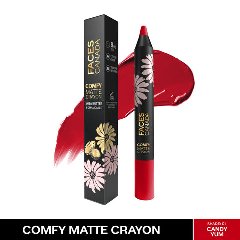 FACES CANADA Comfy Matte Crayon I Creamy Matte I Chamomile & Shea Butter I Alcohol-free I Candy-yum 01 2.8 gm