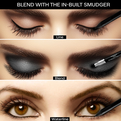 FACES CANADA Ultime Pro Intense Gel Kajal With Smudger & Sharpener - Black, 1.2 gm | 24 Hr Long Stay | Waterproof & Smudgeproof | One Swipe Smooth Application | 3-in-1 Kajal, Eyeliner