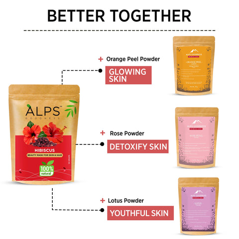 Alps Goodness Powder - Hibiscus (50 gm) | Gurhal Powder| Japapushpa Powder| 100% Natural Powder | No Chemicals No Preservatives No Pesticides | Hair Mask| Face Mask | RHair Mask for hair growth | Face Mask for dull skin