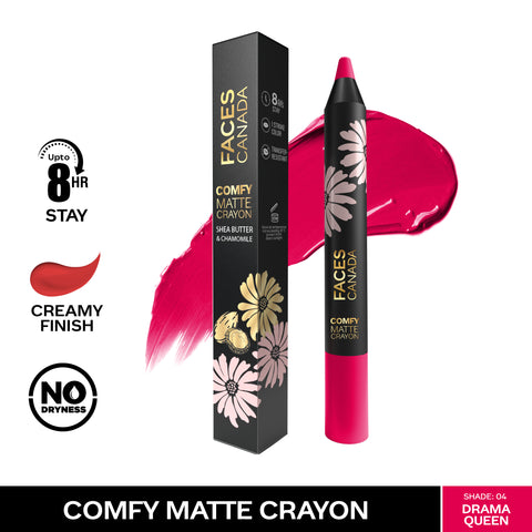 FACES CANADA Comfy Matte Crayon I Creamy Matte I Chamomile & Shea Butter I Alcohol-free I Dramaqueen 04 2.8 gm