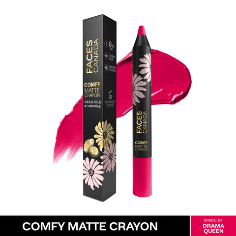 FACES CANADA Comfy Matte Crayon I Creamy Matte I Chamomile & Shea Butter I Alcohol-free I Dramaqueen 04 2.8 gm
