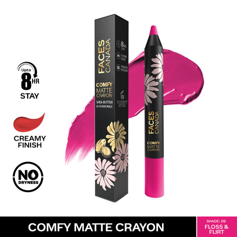 FACES CANADA Comfy Matte Crayon I Creamy Matte I Chamomile & Shea Butter I Alcohol-free I Floss & Flirt 09 2.8 gm