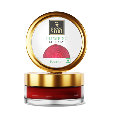 Good Vibes Beetroot Plumping Lip Balm |New & Improved| SPF | Reduces Pigmentation, Perfectly Tinted Lips | Hydrating & Nourishing Care | With Sweet Almond & Olive Oils (5.5 gm)