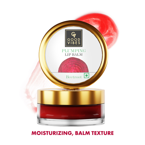 Good Vibes Beetroot Plumping Lip Balm |New & Improved| SPF | Reduces Pigmentation, Perfectly Tinted Lips | Hydrating & Nourishing Care | With Sweet Almond & Olive Oils (5.5 gm)