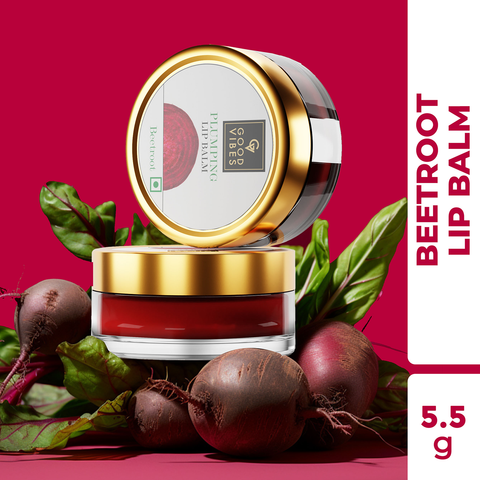 Good Vibes Beetroot Plumping Lip Balm |New & Improved| SPF | Reduces Pigmentation, Perfectly Tinted Lips | Hydrating & Nourishing Care | With Sweet Almond & Olive Oils (5.5 gm)