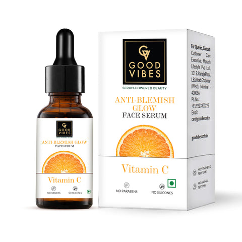 Good Vibes Anti-Blemish Glow Vitamin C Face Serum | Free 50% Product Extra | Brightens skin, Light, Non- Sticky |15 ml