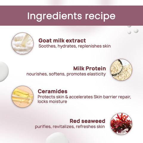 Good Vibes Skin Repair Milk Facewash 100 ml | with 100% Pure raw goat milk | Power of Ceramides | 40 seconds to soft and supple skin | Cleanser for Oily Skin, Dry Skin, Normal Skin & Sensitive Skin