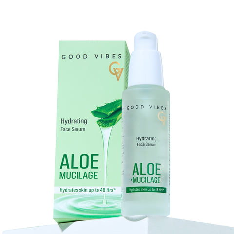 Good Vibes Aloe Mucilage Hydrating Serum | 48-Hour Deep Hydration | Soft & Moisturized Skin | Natural Mucin Alternative for Healthy Skin | Reduces Signs of Aging | Perfect for Skin & Hair | 50 ml