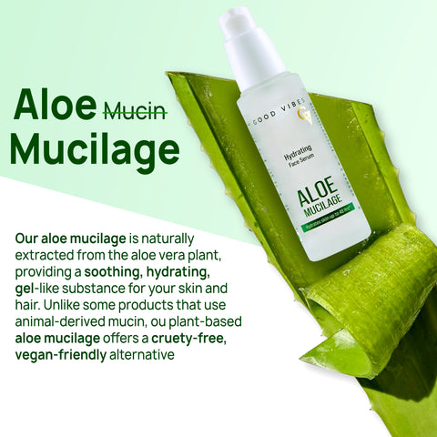 Good Vibes Aloe Mucilage Hydrating Serum | 48-Hour Deep Hydration | Soft & Moisturized Skin | Natural Mucin Alternative for Healthy Skin | Reduces Signs of Aging | Perfect for Skin & Hair | 50 ml