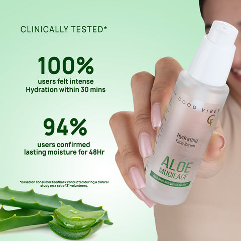 Good Vibes Aloe Mucilage Hydrating Serum | 48-Hour Deep Hydration | Soft & Moisturized Skin | Natural Mucin Alternative for Healthy Skin | Reduces Signs of Aging | Perfect for Skin & Hair | 50 ml