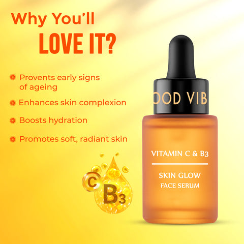 Good Vibes Vitamin C & B3 Skin Glow Face Serum | With Orange | Easy Absorption (30 ml)