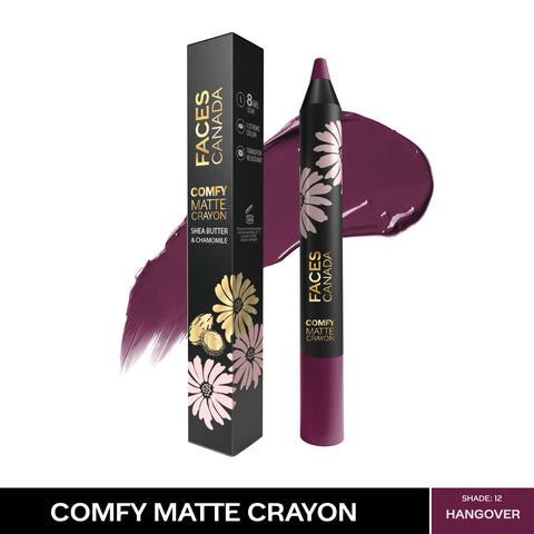 FACES CANADA Comfy Matte Crayon I Creamy Matte I Chamomile & Shea Butter I Alcohol-free I Hangover 12 2.8 gm