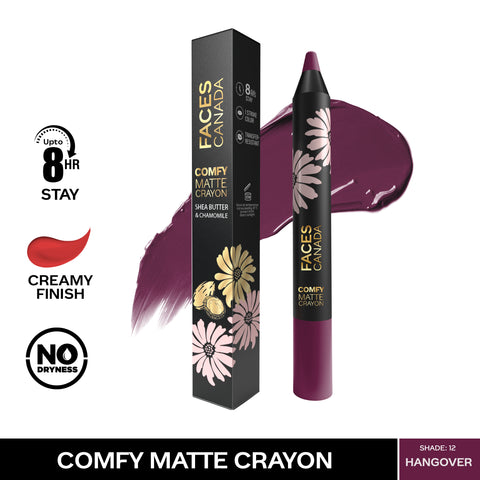 FACES CANADA Comfy Matte Crayon I Creamy Matte I Chamomile & Shea Butter I Alcohol-free I Hangover 12 2.8 gm