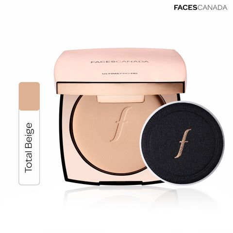 FACES CANADA 3 in 1 HD Matte Compact - Total Beige 03, 8 gm | Compact + Foundation + Hydration | 8-Hour Stay | Soft Weightless Texture & Silky Coverage | Blends Easily