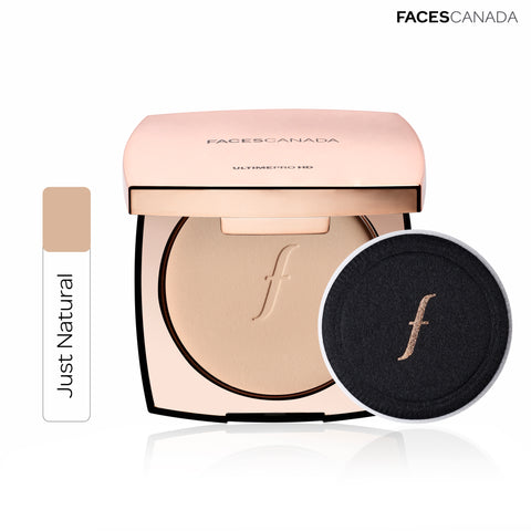 FACES CANADA 3 in 1 HD Matte Compact - Just Natural 02, 8 gm | Compact + Foundation + Hydration | 8-Hour Stay | Soft Weightless Texture & Silky Coverage | Blends Easily