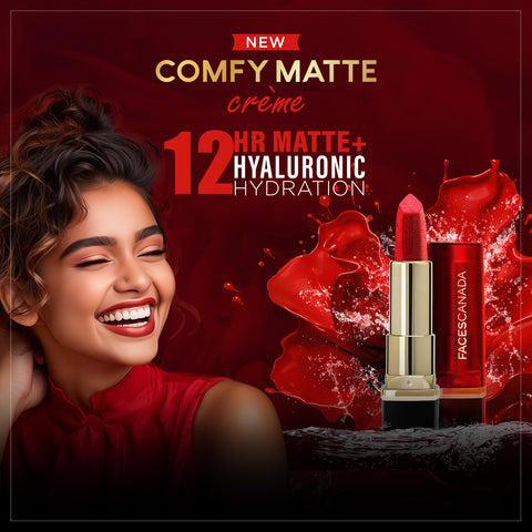 FACES CANADA Comfy Matte Creme Lipstick - I’m All Yours, 4.2 gm | Long Stay | Creamy Matte Finish | Intense Color | Hydrating & Nourishing | Smooth Application