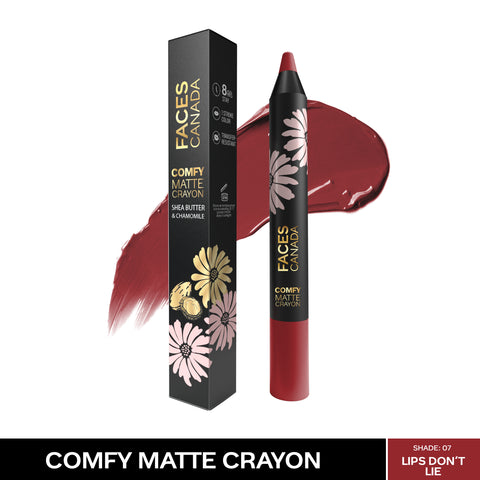 FACES CANADA Comfy Matte Crayon I Creamy Matte I Chamomile & Shea Butter I Alcohol-free I Lips Don’t lie 07 2.8 gm