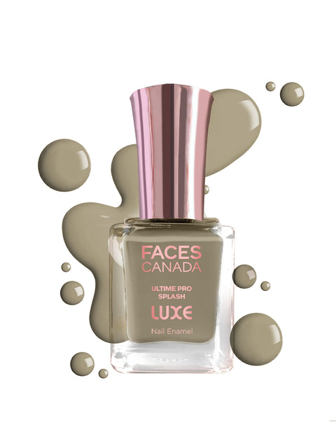 FACES CANADA Ultime Pro Splash Luxe Nail Enamel - Olive Shadow (L39), 12ml | Glossy Finish | Quick Drying | Long Lasting | High Shine | Chip Defiant | Even-Finish | Vegan | Non-Toxic | Ethanol-Free
