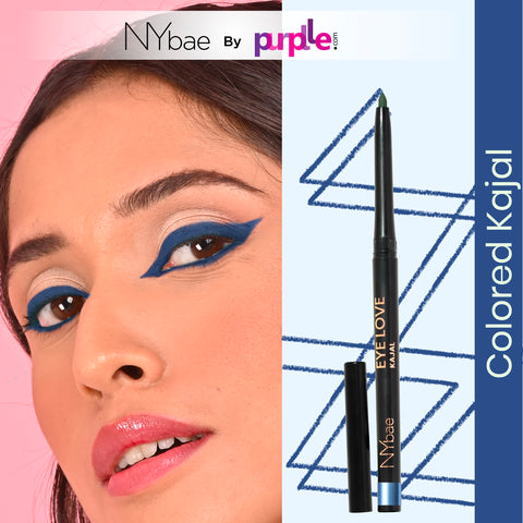 NY Bae Colored Kajal - Navy Nuance (0.30 gm) | Blue Kajal | Eyeliner | Waterproof | Smudgeproof | Kajal Pencil | Eye Makeup | Eyeshadow