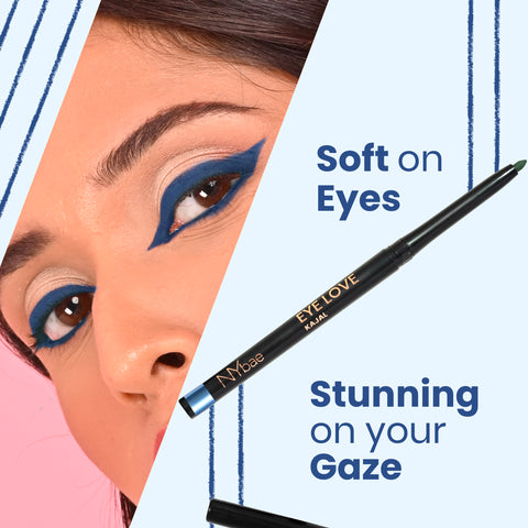 NY Bae Colored Kajal - Navy Nuance (0.30 gm) | Blue Kajal | Eyeliner | Waterproof | Smudgeproof | Kajal Pencil | Eye Makeup | Eyeshadow