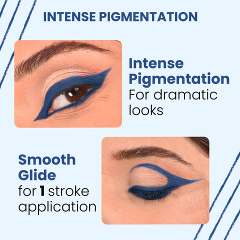 NY Bae Colored Kajal - Navy Nuance (0.30 gm) | Blue Kajal | Eyeliner | Waterproof | Smudgeproof | Kajal Pencil | Eye Makeup | Eyeshadow