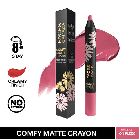 FACES CANADA Comfy Matte Crayon I Creamy Matte I Chamomile & Shea Butter I Alcohol-free I On fleek 06 2.8 gm