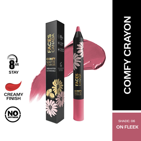 FACES CANADA Comfy Matte Crayon I Creamy Matte I Chamomile & Shea Butter I Alcohol-free I On fleek 06 2.8 gm